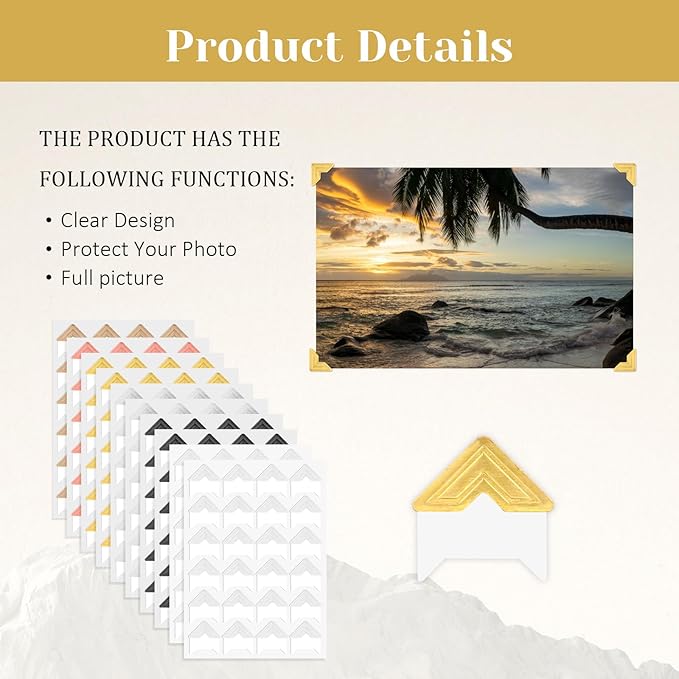 240Pcs Self-Adhesive Photo Corners for Scrapbooking, 10 Sheets Photo Mounting Corners Picture Scrapbook Frame Stickers for DIY Scrapbook Album Picture Frames Journal Supplies 6 Colors
