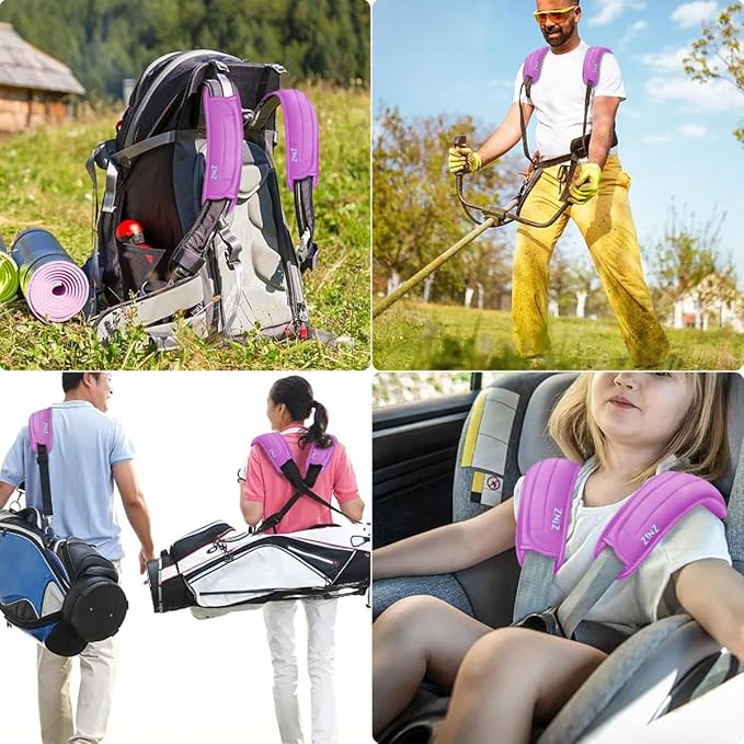 ZINZ 2-Pack Universal Shoulder Pad with Ultra Thick Cushion for Bag Luggage Bag Crossbody, Plus Long & Anti-Slip & Breathable,Purple