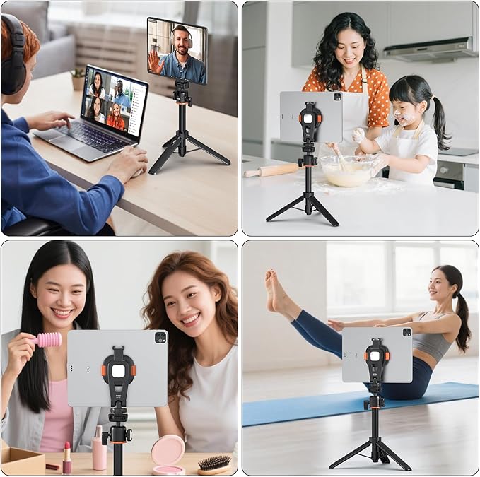 VRIG Tripod Mount Adapter for iPad, Magnetic Quick-Release Adapter Compatible with Smartphones and Tablets, 1/4" Thread & Cold Shoe Interface for Tripods, Cameras, Monopods, Handles, MG-03L