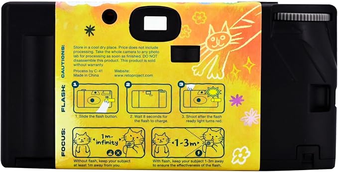 Retocolor Cat'cha 35mm Disposable Film Camera 27EXP, ISO400, Color Negative Film, Focus Free, Easy to Use, Built in Flash, Single Use (Film and Battery Included) (CAT'CHA)