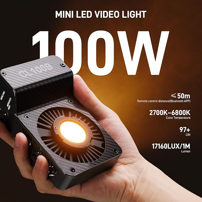 GVM 100W LED Video Light, 2 Packs Portable Photography Continuous Lighting Kit with Bluetooth Control, 2700K~6800K, 18500 Lux @1m, Mini COB Handheld Spotlight for Video, Portrait and YouTube Shooting