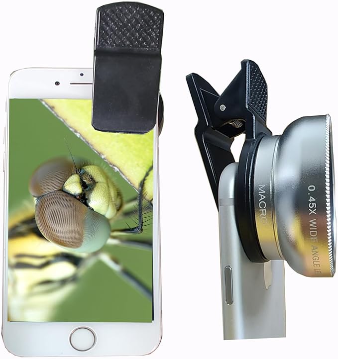 Fisheye Lens iPhone Phone Camera Lens Kit Wide Angle Macro for iPhone 14 13 12 11 X XS Xr Se 8 pro max Mini Samsung Most Phones with Clip PU Bag (Silver) … …