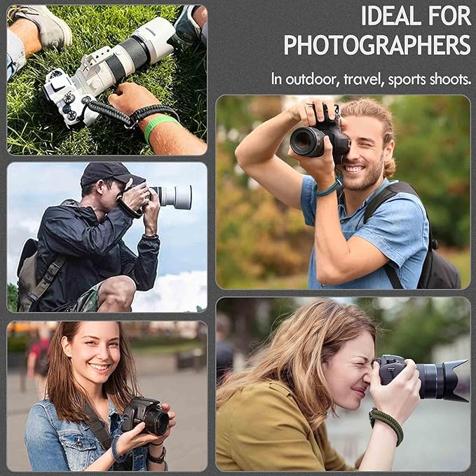 Qiang Ni Camera Wrist Strap - Paracord Quick Release Camera Hand Strap Wrist Lanyard for DSLR or Mirrorless Camera - Green