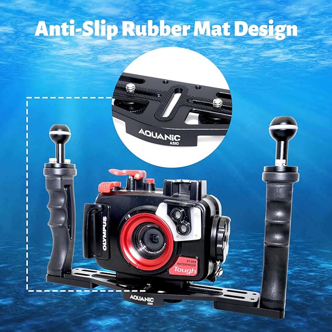 AQUANIC AS10 Underwater Camera Tray Handheld Stabilizer Tray Bracket for Camera Housing, Handle Aluminum Diving Grip for Gopro Divevolk, TG-5/6, RX100 V and Other Action Camera (Black)