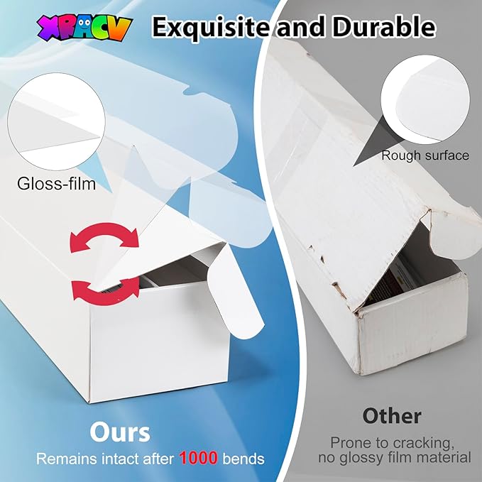 Laminated Trading Card Storage Box, Mtg Storage Card Box with 5-Compartment, Ultra-thin White Cardboard Collector Box for TCG, Sports Cards Storage, 2 Count