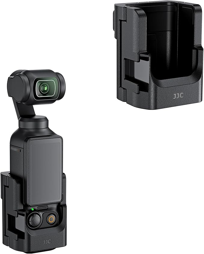 JJC Expansion Adapter Mount for DJI Osmo Pocket 3, Pocket3 Protective Accessories Cage Bracket, with Action Camera Port & Cold Shoe Mount on Tripod Selfie Stick Shooting