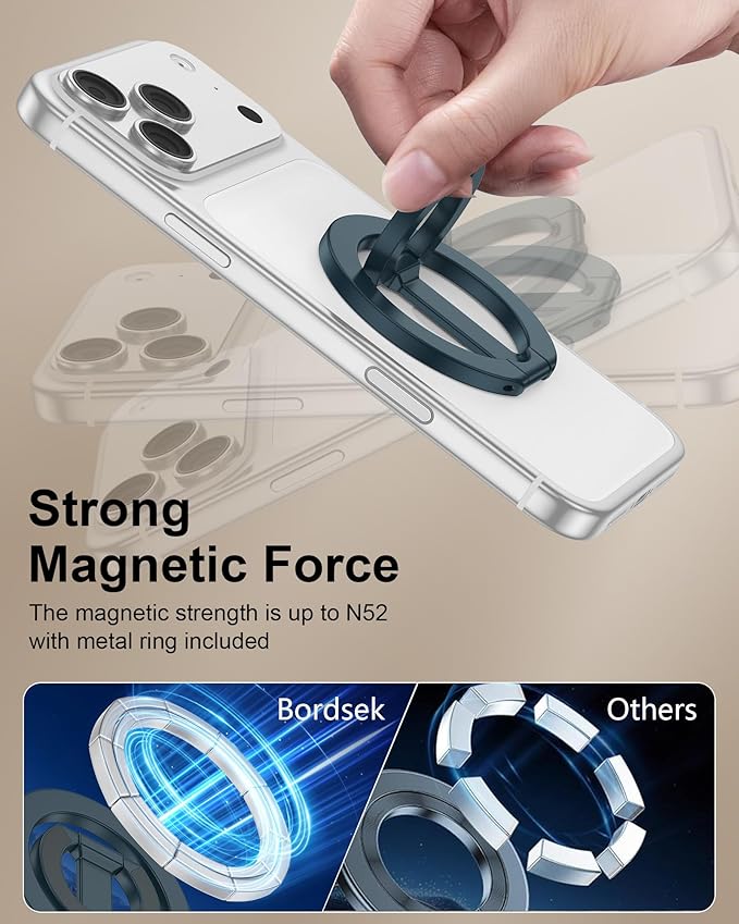 Mag Safe Phone Grip for iPhone 17 Pro Max Apple MagSafe Kickstand, Magnetic Finger Ring Holder, Foldable Magnetic Grip Metal Loop Stand MagSafe Car Mount,iPhone 17 Pro Max/17Pro/16e/16/15/14/13/12