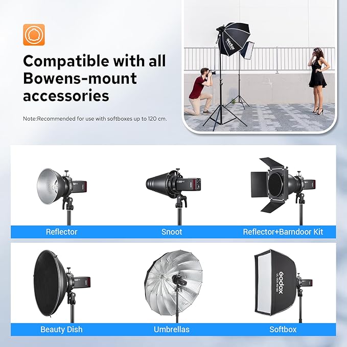 Godox S3 Speedlite Bracket, S-Type Bracket Updated Version Bowens Mount Holder for Godox V1 V1Pro V100 AD300Pro AD300ProII AD200ProII AD200Pro AD200 V860II V860III TT350, Support ±90° Angle Adjustment
