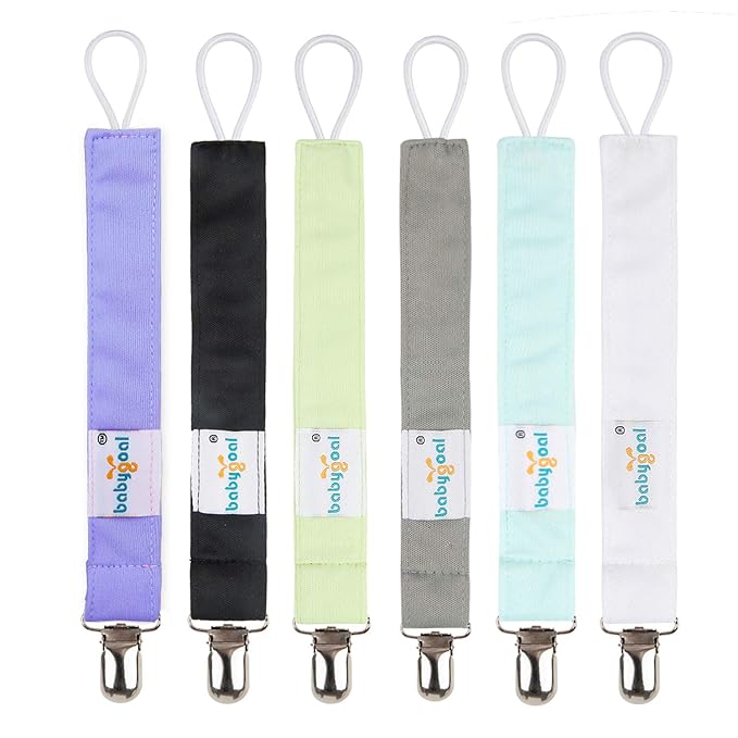 babygoal Baby Pacifier Clips, 6 Pack Pacifier Holder for Boys and Girls Fits for Most Pacifiers and Binkies 6MP15
