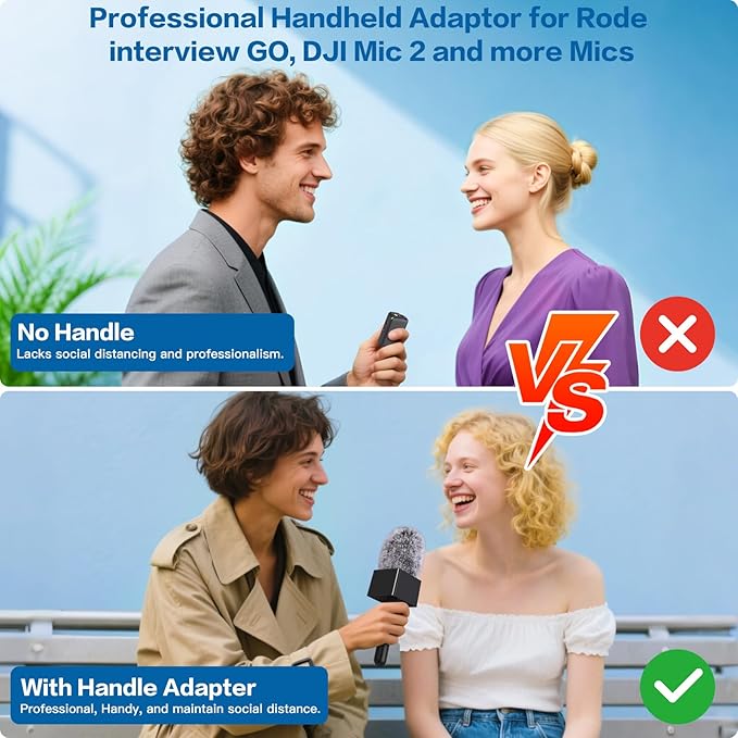 ZealSound Mic Handle for DJI Mic Mini/2/3, RODE Wireless GO 2/3, Hollyland Lark M1/C1, BOYA Mini & More, Wireless Lavalier Microphone Holder for Interviews, Vlogging, YouTube, TikTok, Reporting