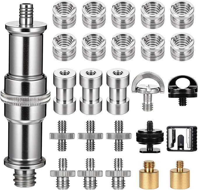 Camera Tripod Adapter 26 Packs Camera Screws Mount Set Tripod Mount Adapter Set 1/4 to 1/4 Tripod Screw 1/4 to 3/8 Camera Mount Adapter Hot Shoe Adapter for Tripod Monopod Ballhead Quick Release Plate