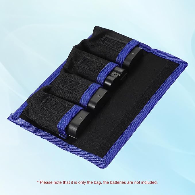 PATIKIL Camera Battery Pouch Case, 4 Pocket Nylon DSLR Battery Case Holder Storage Bag for AAA, LP-E6, LP-E8, NP-FW50, EN-EL14, EN-EL15 Batteries (Blue)