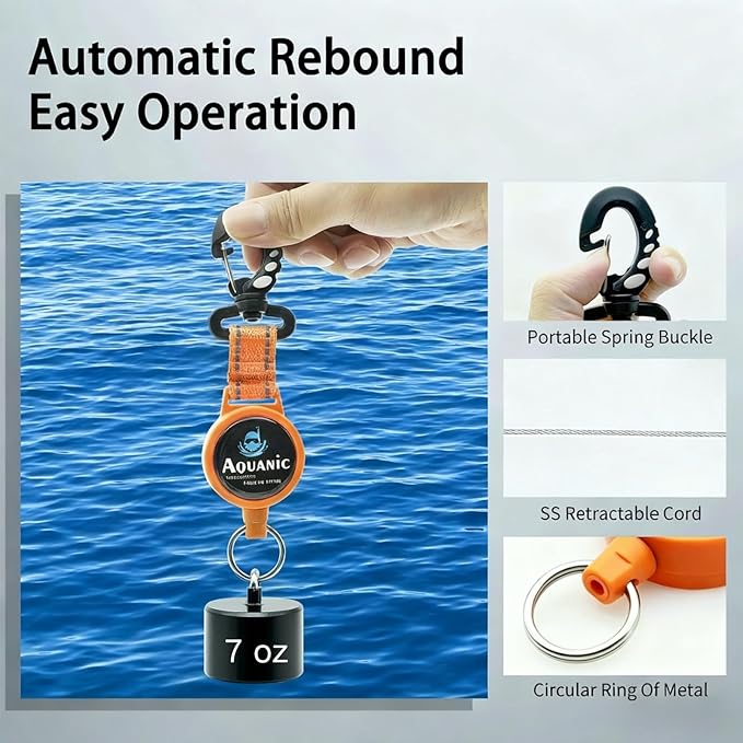 nitescuba Scuba Diving Retractable Gear Tethers, Scuba Accessories Dive Clip Lanyard with Snap Hook, Split Ring Quick-Release Extension Cord for Diving,Swimming,Flashlights,Cameras and More