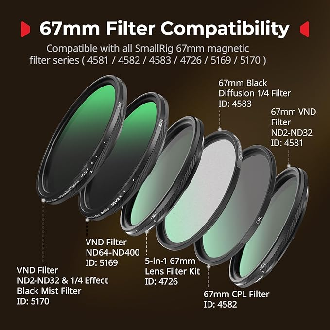 SmallRig FilMov 67mm Magnetic Filter Ring Adapter for Phone Case (SmallRig 17 Pro 5549/5550), Compatible with 67mm Magnetic Filter Series (4726/4581/4582/5169/5170)-5547