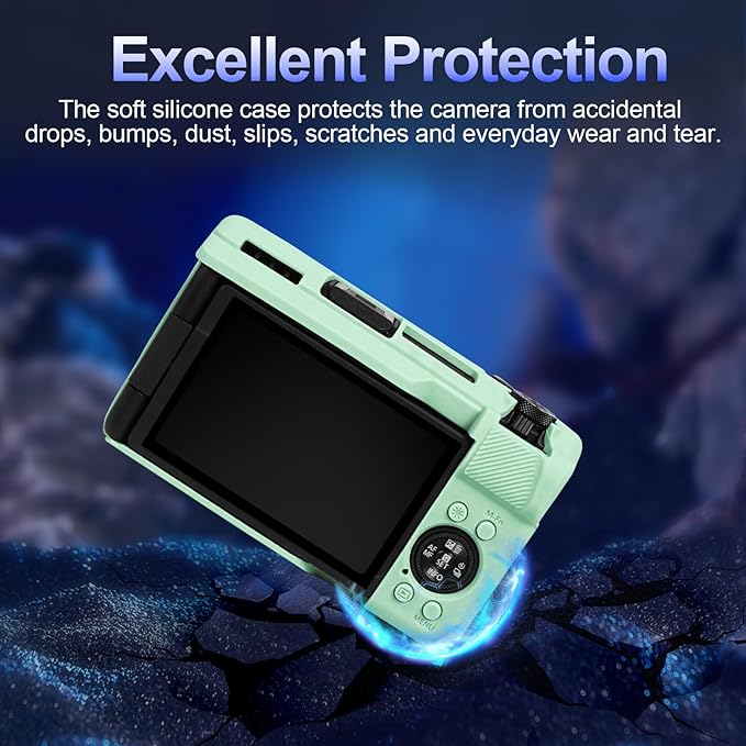 EASY HOOD V1 Case, Silicone Camera Cover with Removable Lens Cover, Soft Protector Lightweight Carrying Body Skin for Canon PowerShot V1 Digital Camera - Light Green