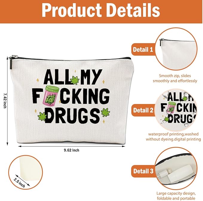 2 PCs Weed Gifts Funny Gifts Makeup Bag Marijuana Gifts Cosmetic Bag, Weed Accessories Gag Gifts, Friendship Gifts for Women Girls Best Friends Coworkers Christmas birthday Gifts Zipper Pouch