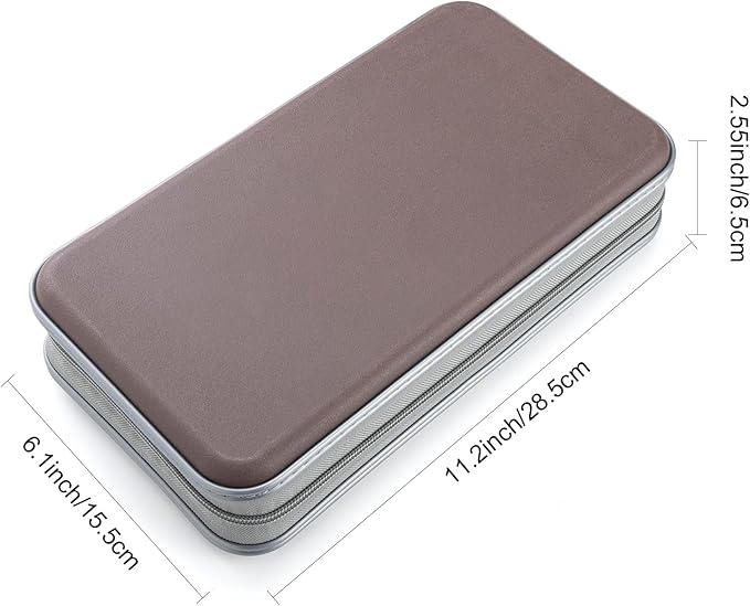 UENTIP 96 Capacity CD Case,Portable DVD Hard Plastic Case Holder CD Organizer Wallet Protective DVD Storage (coffee, 96)