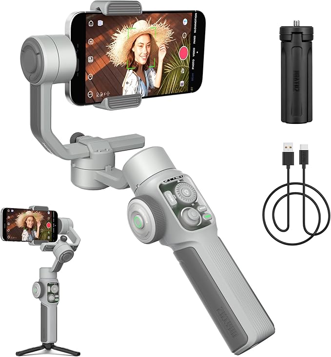 ZHIYUN CINEPEER Smooth 5E Gimbal Stabilizer for iPhone, Android, Built-in Fill Light, Tripod, 3-Axis 300g Payload Phone Gimbal, Gesture Control, Vlogging Stabilizer for YouTube, TikTok