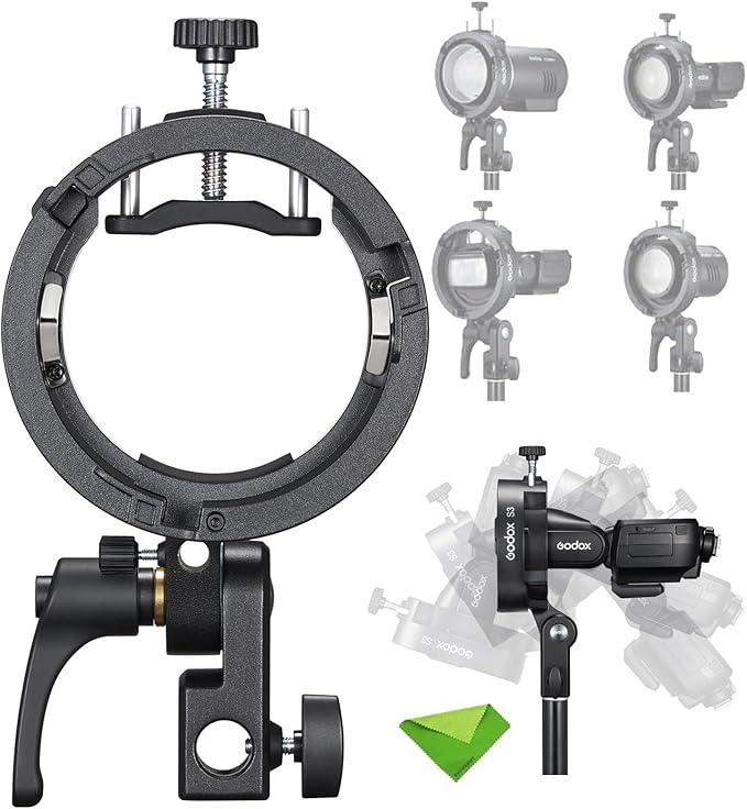 Godox S3 Speedlite Bracket (𝐒𝟐 𝐔𝐩𝐠𝐫𝐚𝐝𝐞𝐝 ) for Godox V1 AD200Pro AD200ProII AD300Pro AD400Pro AD100Pro V860III /TT685III /TT600 /TT350, Flash Bracket for Softbox Snoot , Bowens Mount Holder