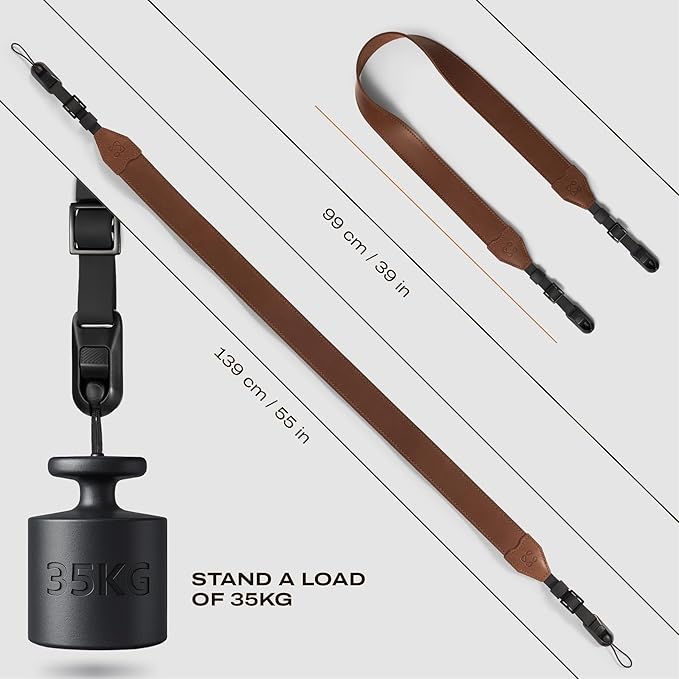 C Coiro Classic Leather Camera Strap with Quick Release, Sling Neck DSLR SLR Camera Shoulder Strap for Photographers