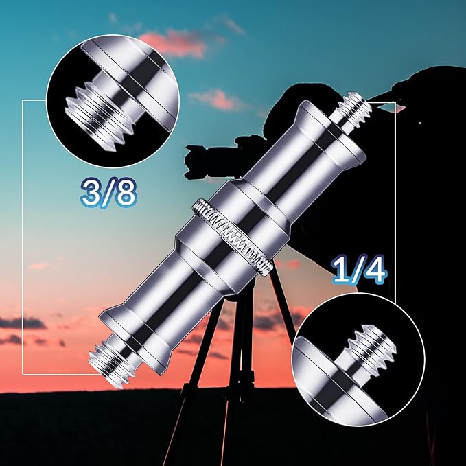 8 Pieces Standard 1/4 to 3/8 Inch Metal Male Convertor Threaded Screw Adapter Stud for Camera Tripod Studio Light Stand Wireless Flash Receiver