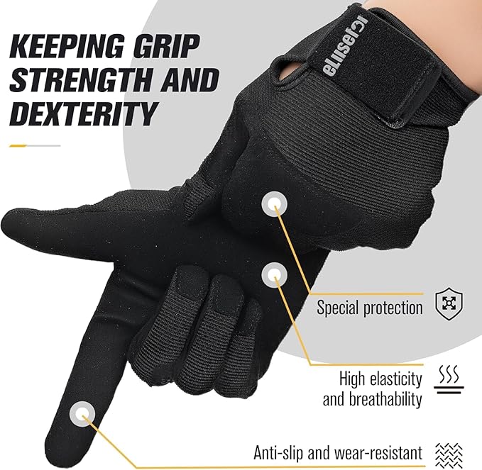 eLusefor Natural Tactile Shooting Glove: Seamless Wrap-Fingers Design, 360° Touchscreen Freedom, Customizable Badge