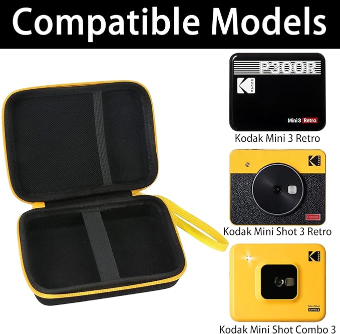 Aenllosi Hard Carrying Case Compatible with Kodak Mini Shot 3 Retro & Square Photo Printer, Holder for Film Cartridges (Case Only, Black)