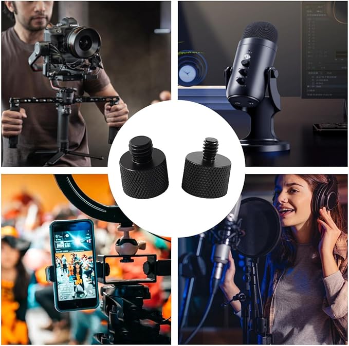 Threaded Tripod Screw Adapter Double Head Stud Standard Mounting Thread Converter 1/4" Male to 3/8" Female Adapter Set for Camera Cage Mount Light Stand Monopod Shoulder Rig Tripod,Camera Monitor
