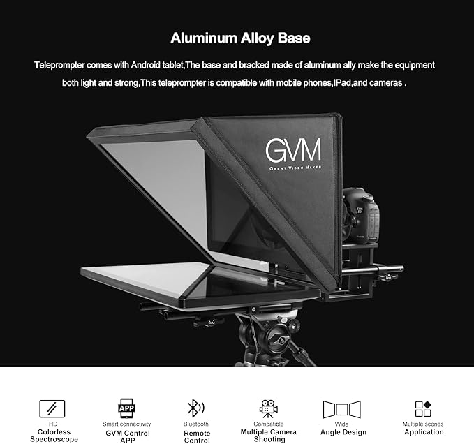 GVM Teleprompter Kit for Digital Cameras/camcorders Portable 18.5'' Teleprompter Kit with Remote Control & App,with 18.5" Android All-in-One Monitor and Carry Case