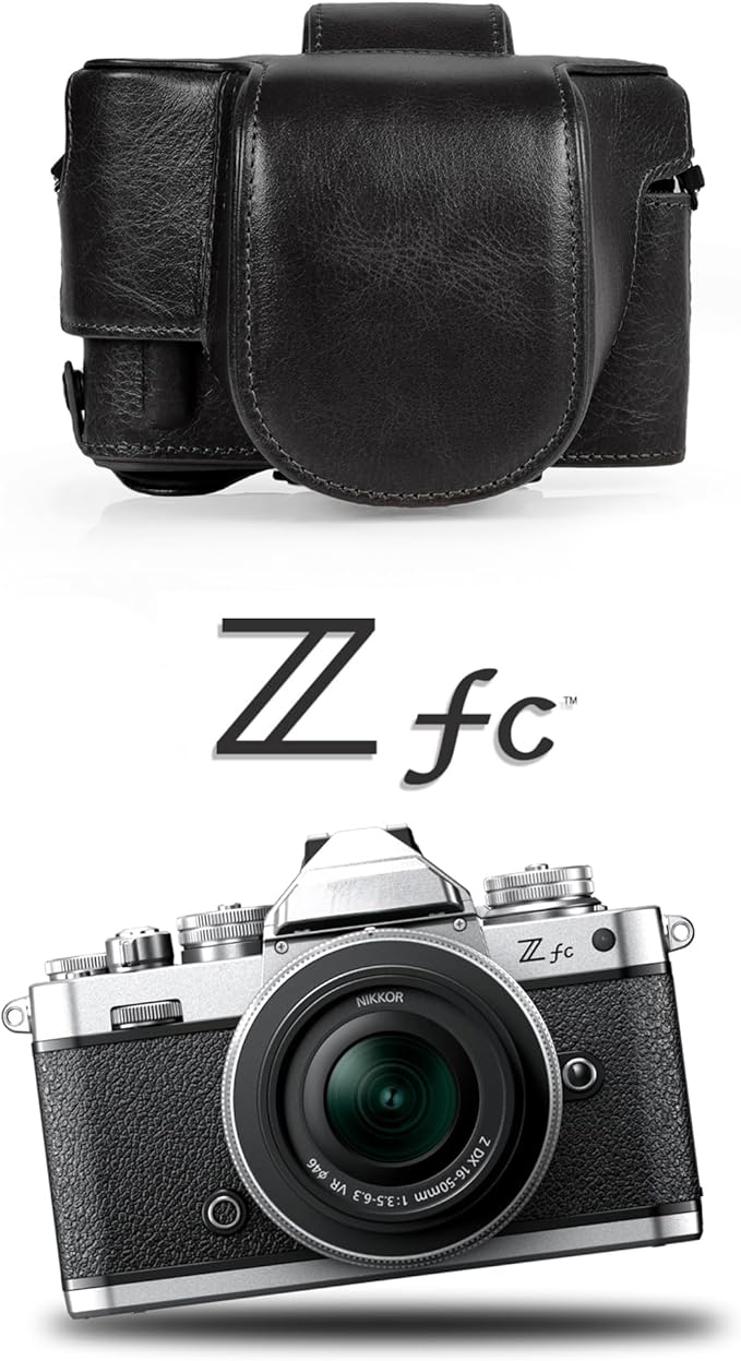 MegaGear MG2010 Ever Ready Genuine Leather Camera Case Compatible with Nikon Z fc (16-50mm)-(Black)