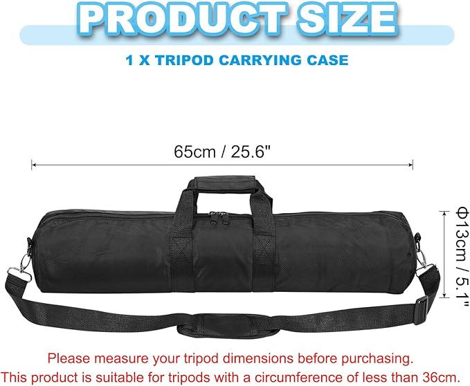 PATIKIL Tripod Carrying Case, 25.6" x 5.1" Heavy Duty Nylon Padded Tripod Bag with Adjustable Shoulder Straps and Handles for Light Stands Umbrellas Tripods Mic Speaker Stand, Black