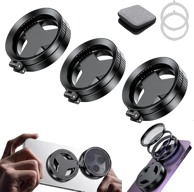 Anti-Glare Magnetic Phone Filter, Magnetic Anti-Glare CPL Polarizing Filter for Phone, Reduces Reflections & Enhances Colors, Professional 52mm Polarizing Filter (3 Pcs)