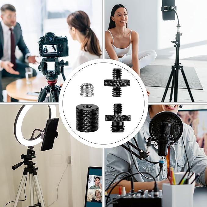 12pcs Mic Stand Adapter, Mic Thread Adapters 1/4 Female to 3/8 Male & 1/4 Male to 1/4 Male & 1/4 Male to 3/8 Male & 1/4 Female to 3/8 Female Screw Adapter for Microphone Boom Arm Camera Tripod