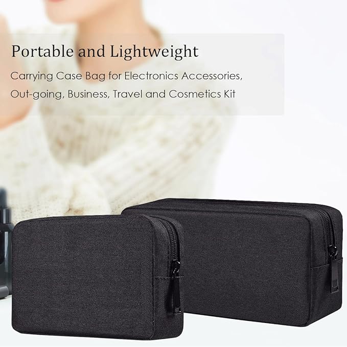 Electronics Accessories Case, Electronic Organizer Travel Cable Accessories Bag, Portable Waterproof Storage Bag for Hard Drive,Power Bank,Chargers,Mouse,Various Accessories(Small+Big-Black)