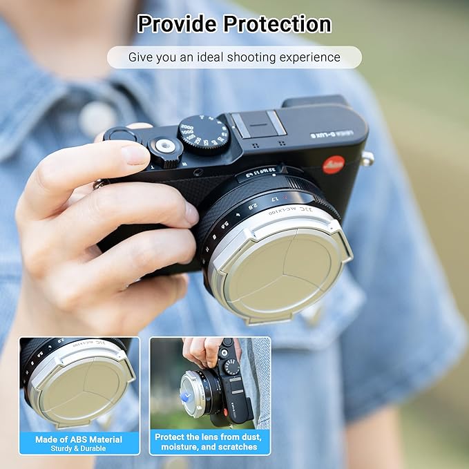 Auto Open and Close D-LUX8 Lens Cap Protector for Leica D-LUX 8 D-LUX 7 (Typ 109) Panasonic Lumix DMC-LX100 II DC-LX100M2 Replace DMW-LFAC1 Automatic Lens Cap, Fit Filter Thickness Below 8mm - Silver