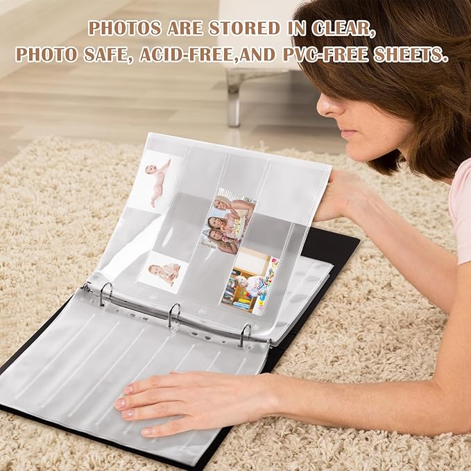 Feifeiya Film Negative Storage Box Set Acid Free Film Protector 3 Ring Film Negative Sleeves Binder 50 Pcs Negative Page Preservers for 120 Film Negative Storage and 135 35mm Negative Sleeves(Black)