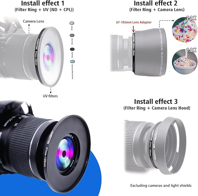 72mm Lens to 49mm Camera Lens Adapter,72mm-49mm Filter Step-Down Ring,Compatible All 49mm Filter Accessory.Made from CNC Machined