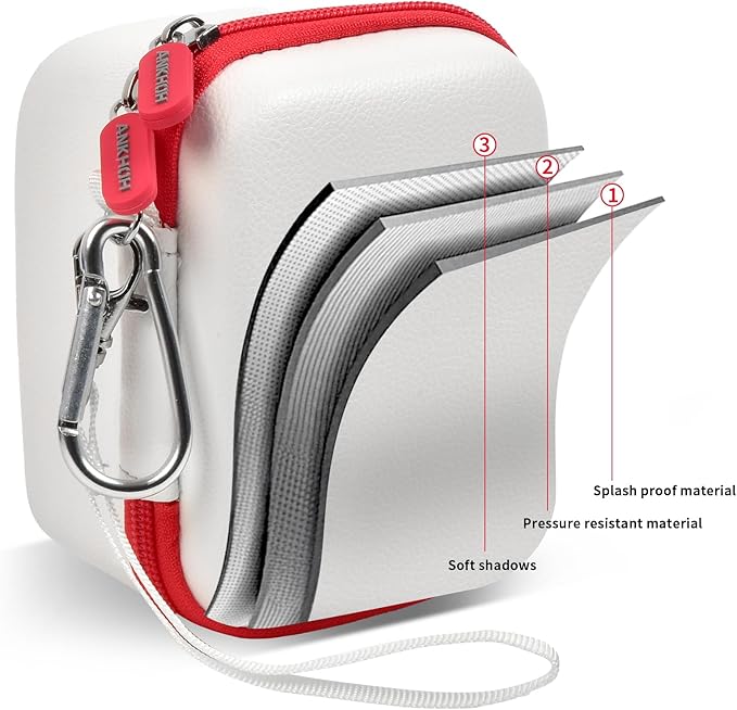 ANKHOH Digital Camera Case for Polaroid Go Generation 2 Gen 2/9035/9071/9070 Instant Mini Camera, Instax Film Cameras Storage with Mesh Pocket for Photo, Stickers (Box Only) (WhIte-red)