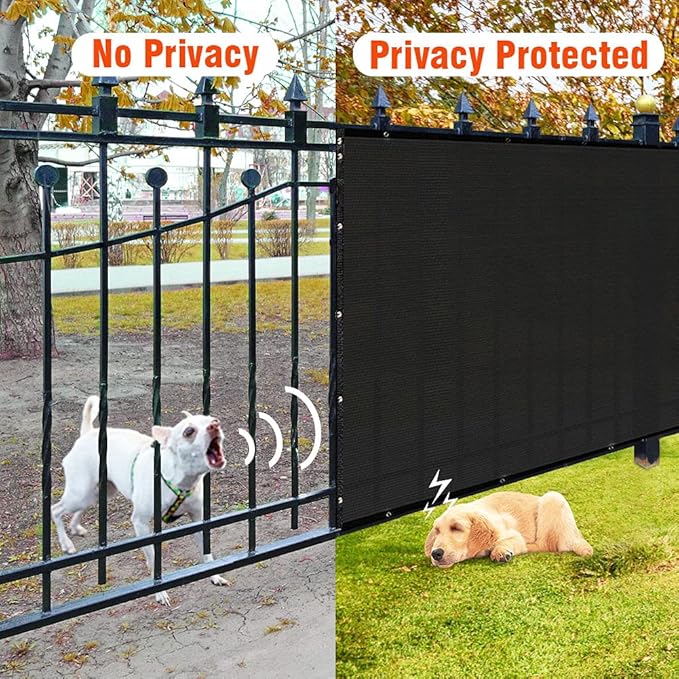 iCover 4x12ft Fence Privacy Screen, Heavy Duty Fencing Panels Screens, Outdoor Shade Cloth Mesh Barrier, Reinforced Bindings and Brass Grommets, Cable Zip Ties Included, Black