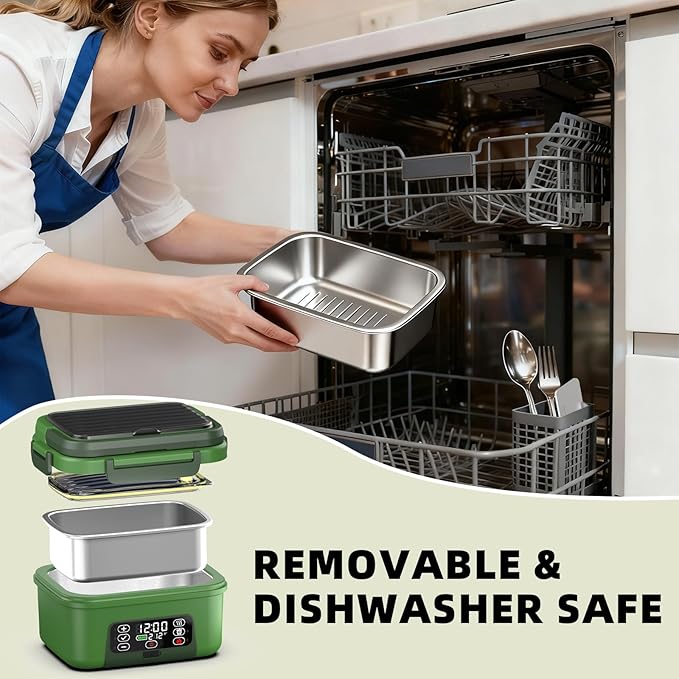 XL 6.3-Cups Cordless Electric Heated Lunch Box for Adults, 20000mAh Rechargeable Battery Powered Smart Self Heating Lunchbox for Men Women, 100W Food Warmer for Trucks Driver Travel Office Worker