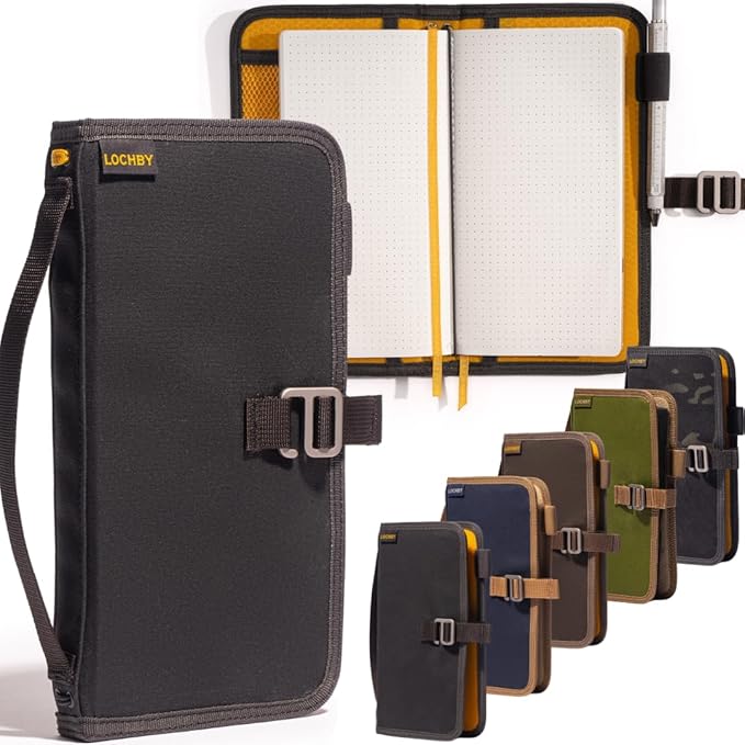 LOCHBY® Voyager Journal | Water Resistant Waxed Canvas | Pen Loop | Included Tomoe River Notebook | Perfect for Travel, Art, Bullet Journal