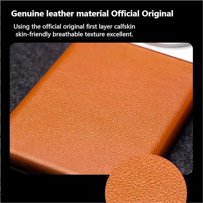 Xiaomi 12S Ultra Phone Case, 4pcs 52mm Cell Phone Lens Filters Kit with CPL, Adjustable ND, Black Mist and Star Flare Filter Lenses, Cowhide Cell Phone Case with Magnetic Attraction, Orange