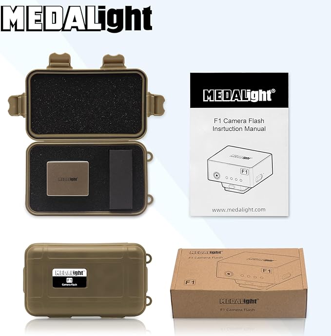 F1 Mini Camera Flash Camera Flash Speedlite for Ricoh (GR3/GR3X,etc.) Fuji/Sony ZV1/Nikon/Canon,Digital Film Cameras,Portable Mini hot Shoe Flashlight for DSLR Cameras.(Brown Rosegold)