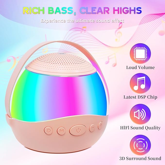 Karaoke Machine for Kids Adults,Portable Bluetooth Mini Karaoke Microphone Singing Speaker with 2 Wireless Mic and Light,Toys for All Smartphones,Birthday,Family,Home Party
