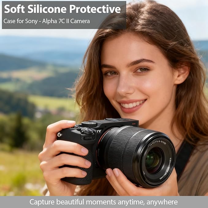Frevyve Case for Sony A7CII/A7CR Camera Accessories, Soft Silicone Protective Case Skin with Screen Protector, Perfect Fit Sleeve, Lightweight, Anti-Scratch for Sony Alpha 7C II/7CR Cover (Black)