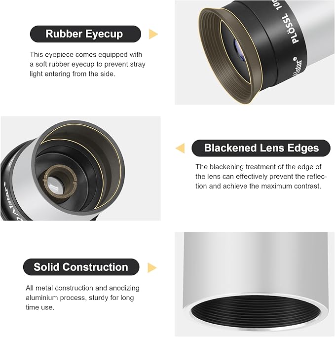 Alstar 1.25 Inch Plossl Telescope Eyepiece - 13mm Fully Multicoated Optical Lens for 1.25inch Astronomic Telescope and Astronomy Filters - 4 Element Plossl Design