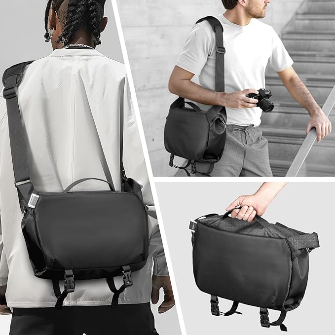 TAAOKA Camera Sling Bag, Waterproof Camera Case with Tripod Holder, DSLR/SLR/Mirrorless Cameras Shoulder Bag, Crossbody Camera Bags for Photography (Black)