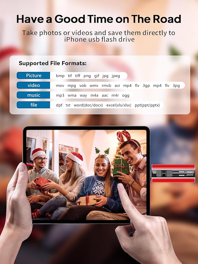 EATOP 256GB Flash Drive Intended for iPhone iPad, Memory Stick Storage for Photos and Videos Backup, Compatible with iPhone iPad Android PC, Plug and Play, No Application Required (Red)