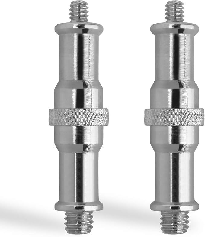2 Pcs Light Stand Adapter, Spigot Stud 1/4" to 3/8" Metal Male Convertor Threaded Screw Adapter for Studio Light Stand, Camera Tripod Mount, Hotshoe/Coldshoe, Ballhead Frgyee