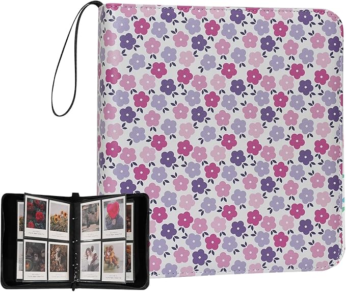 240 Pockets Portable Binder Photo Album Book For i-Type Square Polaroid Photos and Instax Wide Film Pictures (Flat Floral)